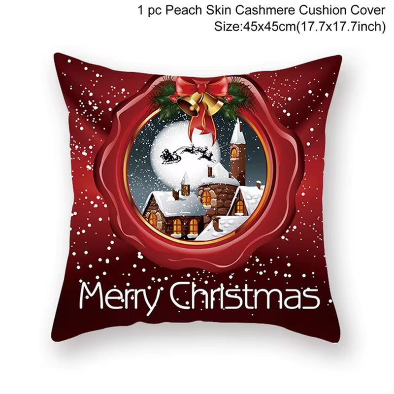 Merry Christmas Cushion Cover Santa Claus Elk Christmas Decoration for Home 2024 Christmas Ornaments Natal Navidad New Year 2023