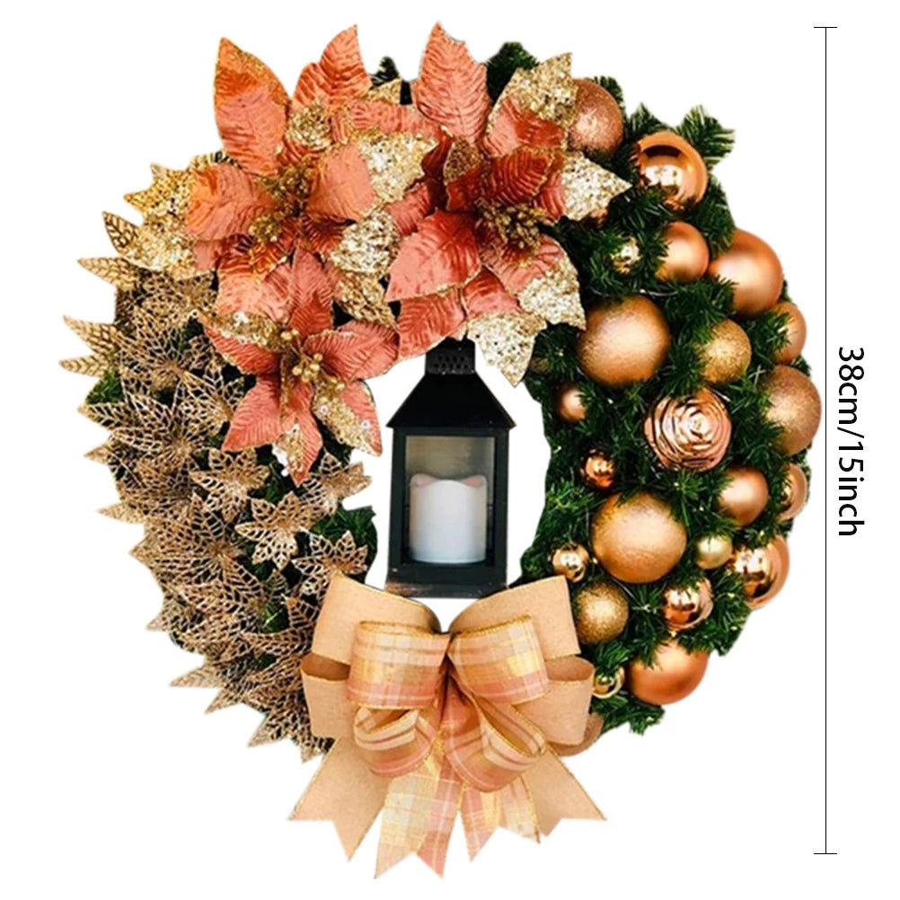 Christmas Garland Arrangement Christmas Ornament Spruce Christmas Wreath with LED Light Front Door Home Party Hanging Garland