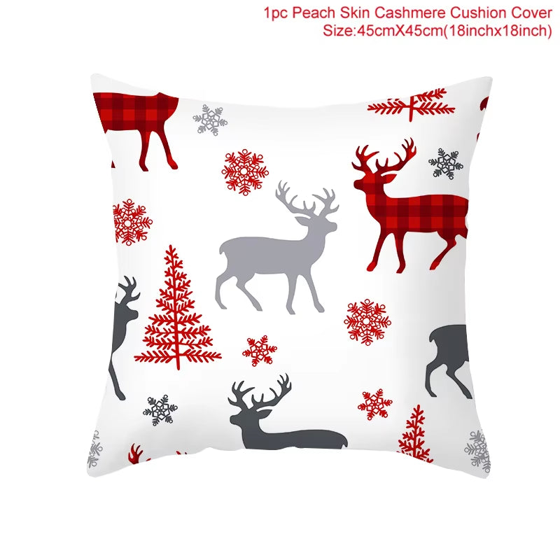 Merry Christmas Cushion Cover Santa Claus Elk Christmas Decoration for Home 2024 Christmas Ornaments Natal Navidad New Year 2023