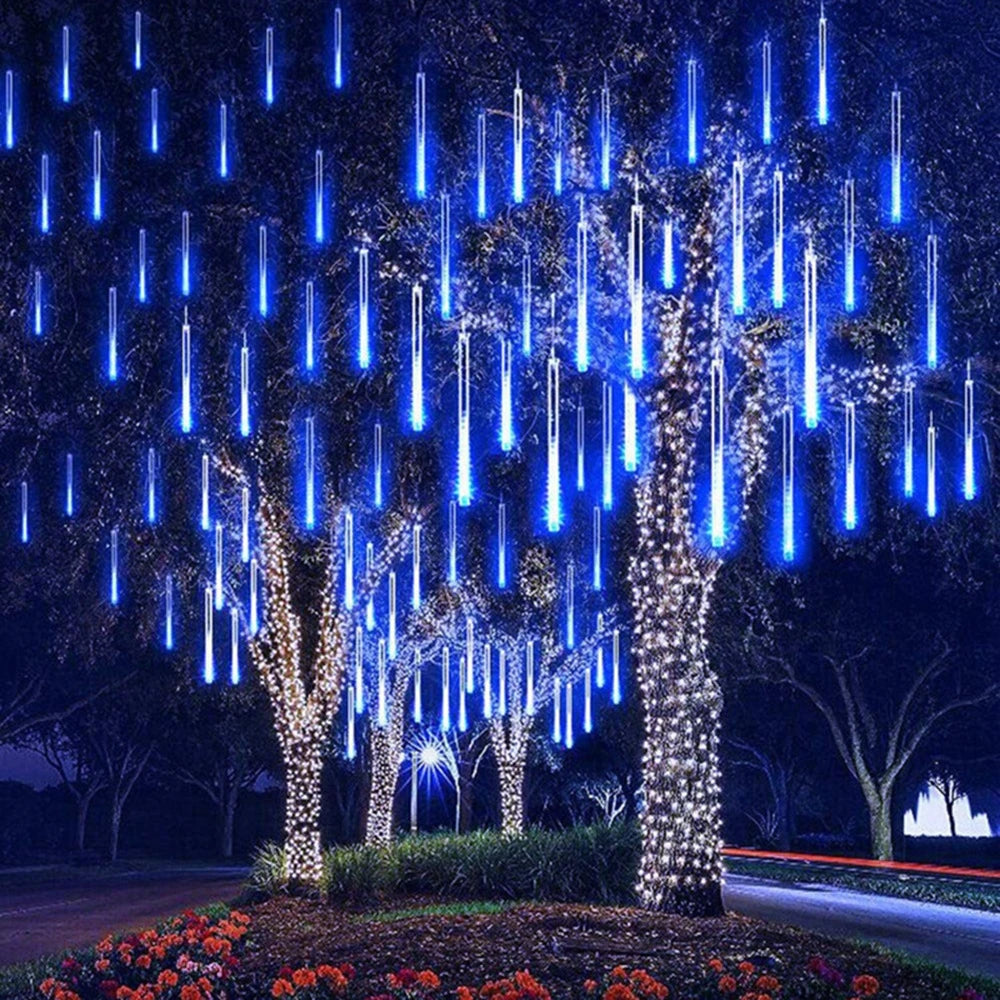 Outdoor Meteor Shower Christmas Lights 10 Tubes 192 Led Hanging String Lights for Garden Tree Holiday Party Decoation Lamp