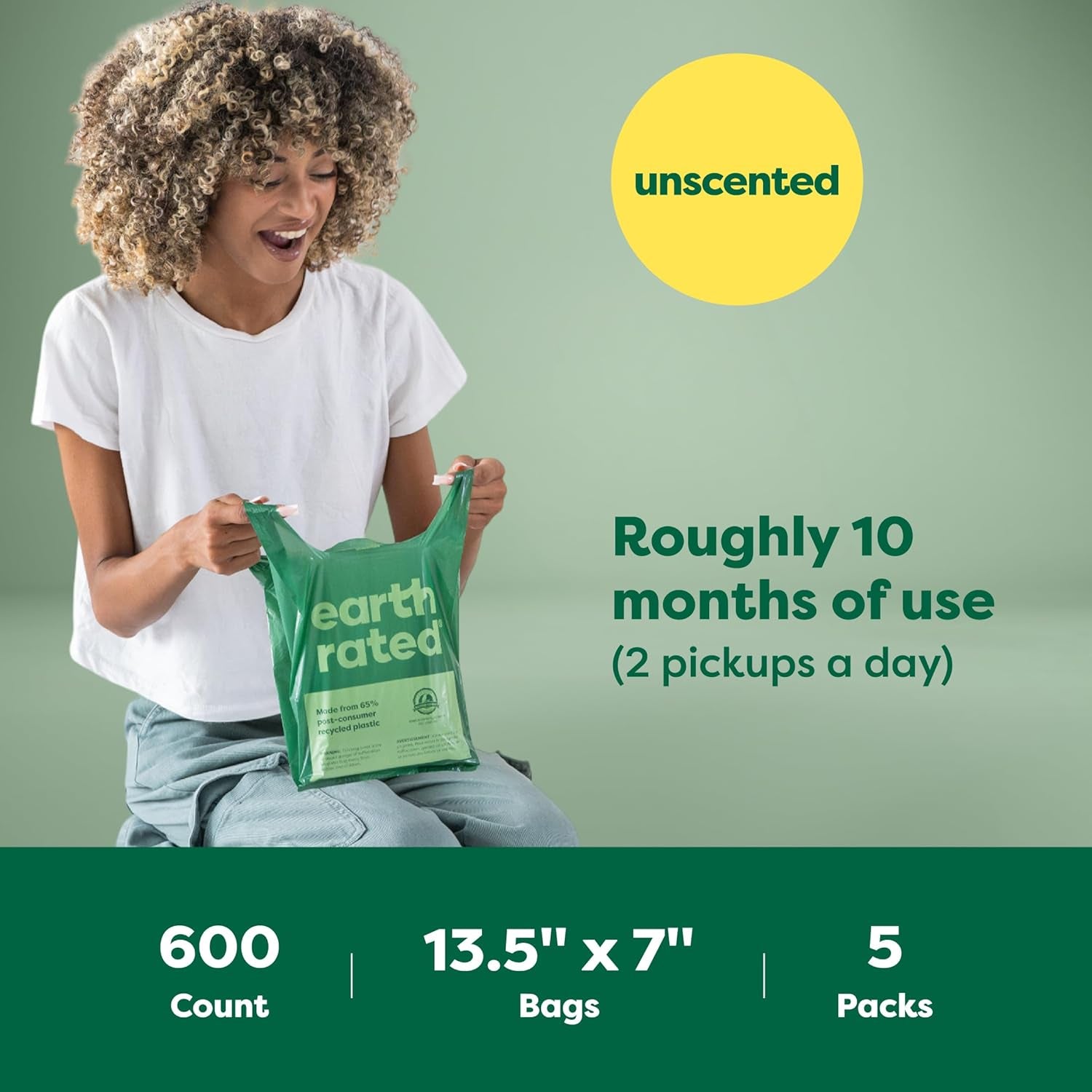 Dog Poo Bags with Handles Value Pack, Easy Tie and Guaranteed Leakproof, Lavender, 600 Handle Bags