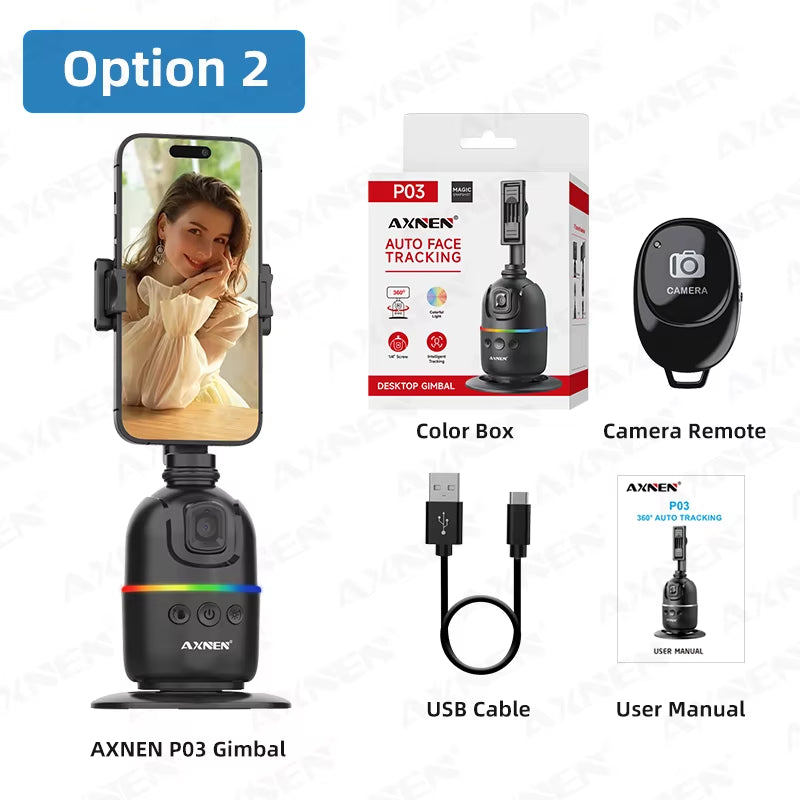 AI P03 Smart Gimbal 360 Auto Face Tracking All-In-One Rotation for Smartphone / Cameras / Action Cam Video Vlog Recording
