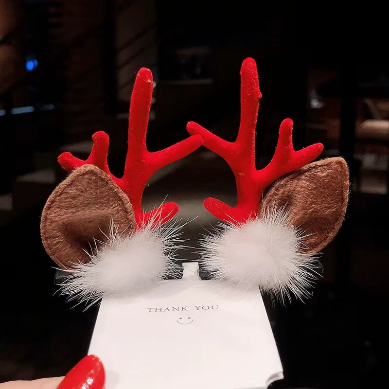 Christmas Hair Clips for Girls Cute Deer Ear Hairpins Hairgrips Kids Christmas Antler Hairpin Barrette Exquisite Christmas Gift