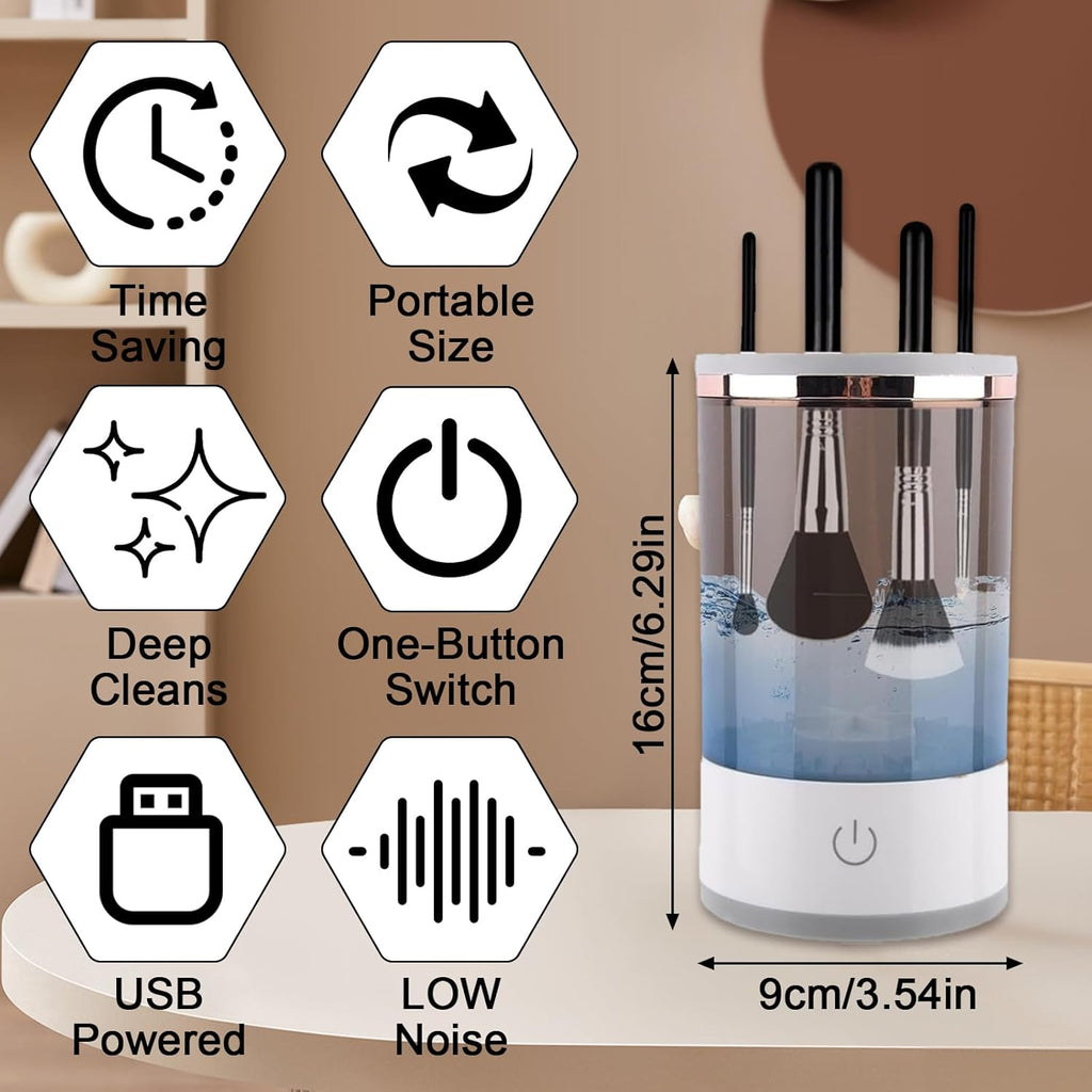 Electric Makeup Brush Cleaner, Automatic Cleaning and Drying Tool for All Size Beauty Brushes