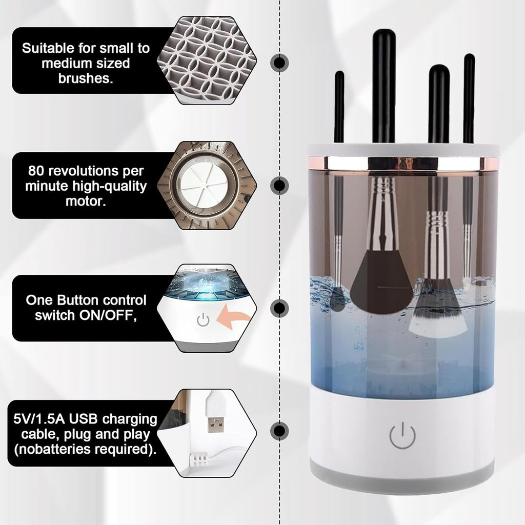 Electric Makeup Brush Cleaner, Automatic Cleaning and Drying Tool for All Size Beauty Brushes