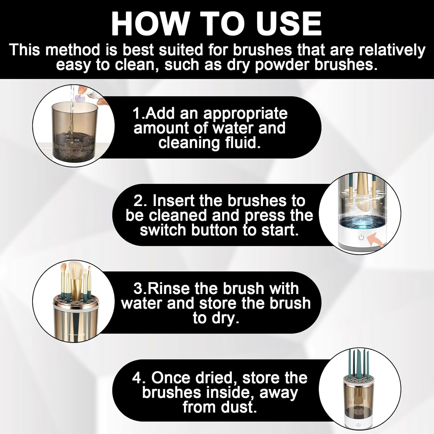 Electric Makeup Brush Cleaner, Automatic Cleaning and Drying Tool for All Size Beauty Brushes