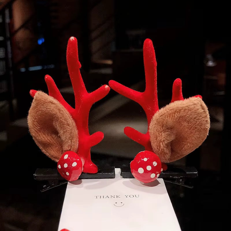 Christmas Hair Clips for Girls Cute Deer Ear Hairpins Hairgrips Kids Christmas Antler Hairpin Barrette Exquisite Christmas Gift