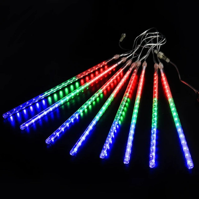 Outdoor Meteor Shower Christmas Lights 10 Tubes 192 Led Hanging String Lights for Garden Tree Holiday Party Decoation Lamp