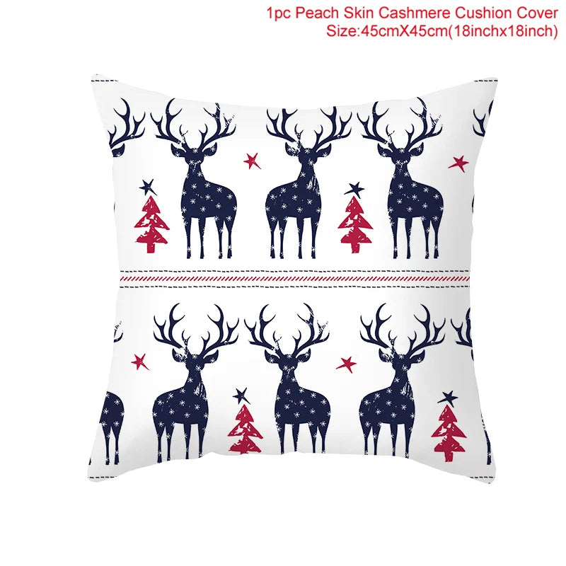 Merry Christmas Cushion Cover Santa Claus Elk Christmas Decoration for Home 2024 Christmas Ornaments Natal Navidad New Year 2023