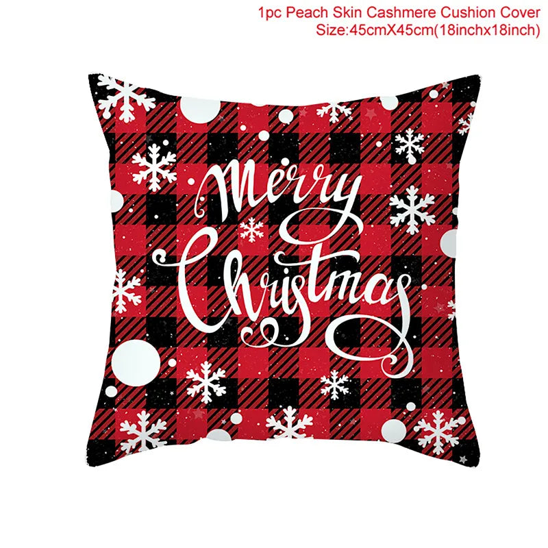Merry Christmas Cushion Cover Santa Claus Elk Christmas Decoration for Home 2024 Christmas Ornaments Natal Navidad New Year 2023