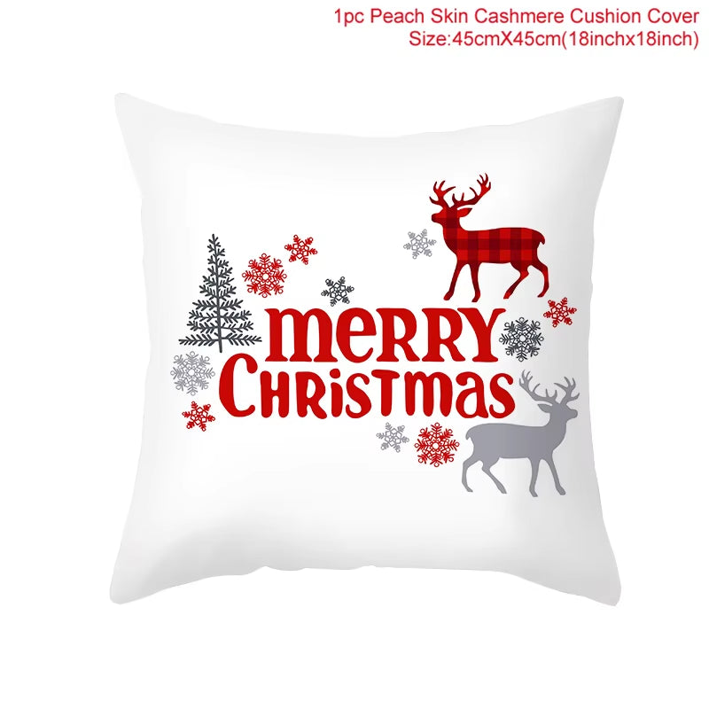 Merry Christmas Cushion Cover Santa Claus Elk Christmas Decoration for Home 2024 Christmas Ornaments Natal Navidad New Year 2023