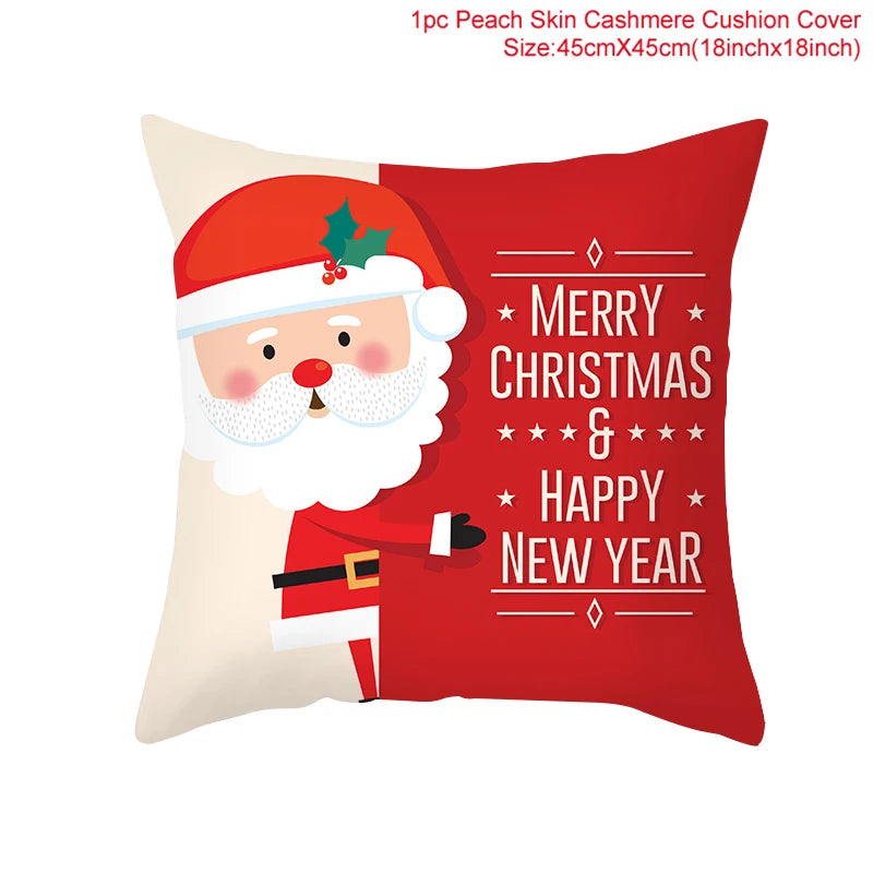 Merry Christmas Cushion Cover Santa Claus Elk Christmas Decoration for Home 2024 Christmas Ornaments Natal Navidad New Year 2023