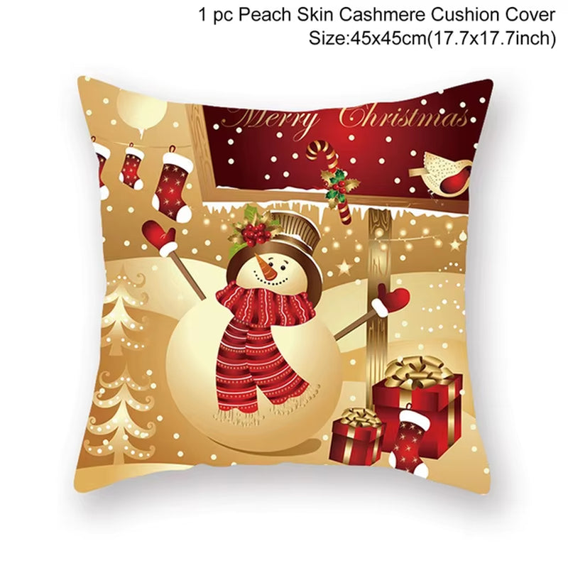 Merry Christmas Cushion Cover Santa Claus Elk Christmas Decoration for Home 2024 Christmas Ornaments Natal Navidad New Year 2023