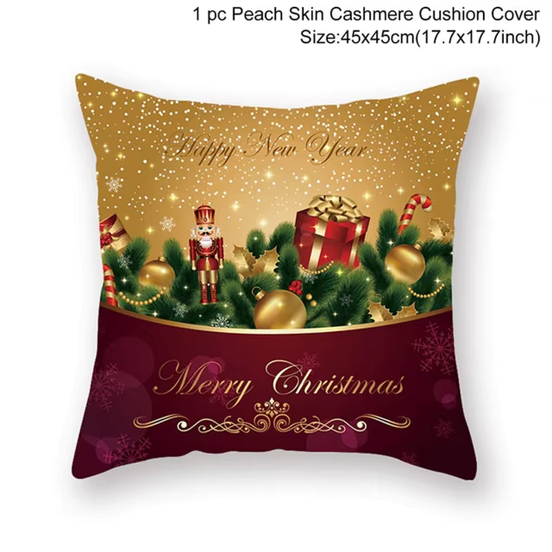 Merry Christmas Cushion Cover Santa Claus Elk Christmas Decoration for Home 2024 Christmas Ornaments Natal Navidad New Year 2023