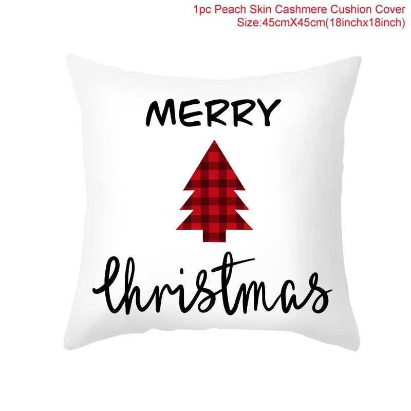 Merry Christmas Cushion Cover Santa Claus Elk Christmas Decoration for Home 2024 Christmas Ornaments Natal Navidad New Year 2023