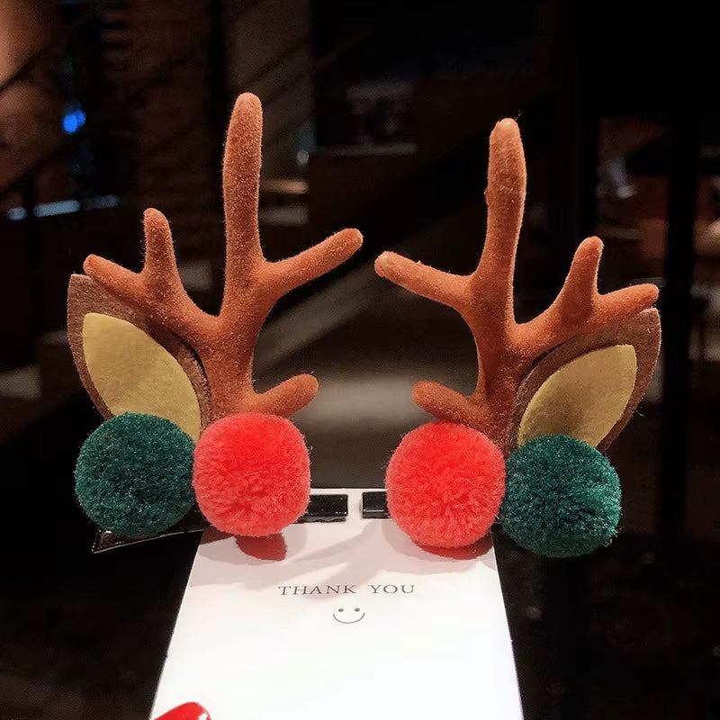 Christmas Hair Clips for Girls Cute Deer Ear Hairpins Hairgrips Kids Christmas Antler Hairpin Barrette Exquisite Christmas Gift