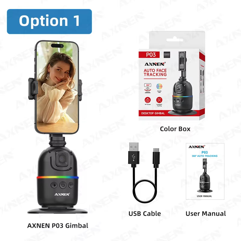 AI P03 Smart Gimbal 360 Auto Face Tracking All-In-One Rotation for Smartphone / Cameras / Action Cam Video Vlog Recording
