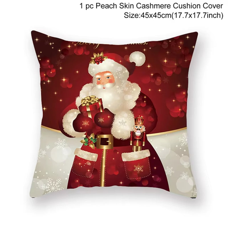Merry Christmas Cushion Cover Santa Claus Elk Christmas Decoration for Home 2024 Christmas Ornaments Natal Navidad New Year 2023
