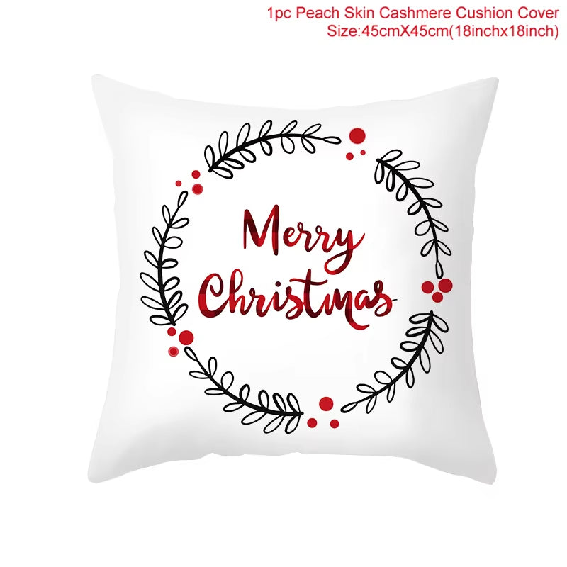 Merry Christmas Cushion Cover Santa Claus Elk Christmas Decoration for Home 2024 Christmas Ornaments Natal Navidad New Year 2023