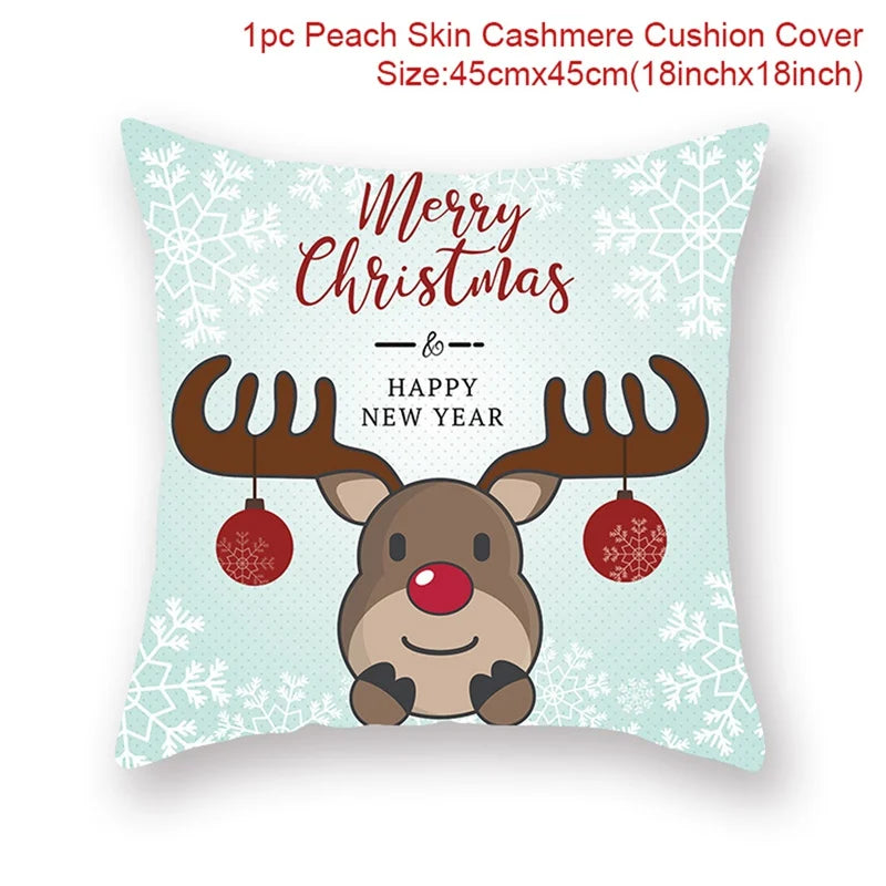 Merry Christmas Cushion Cover Santa Claus Elk Christmas Decoration for Home 2024 Christmas Ornaments Natal Navidad New Year 2023